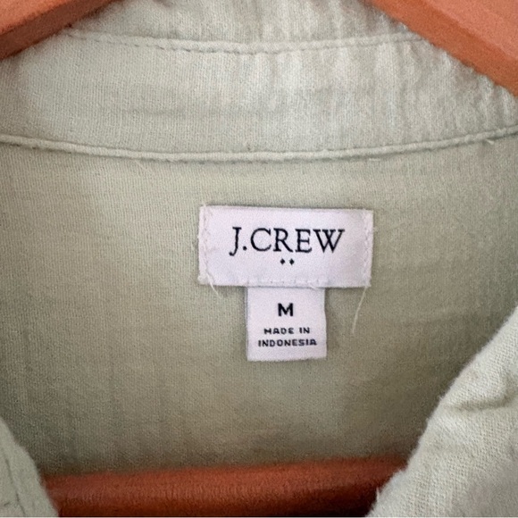 J Crew Factory Double-gauze button-up shirt Light Mint Green 100% Cotton Medium - Picture 4 of 9